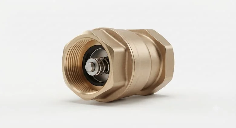 hình ảnh 3D siêu thực của van nước một chiều DN25 (34mm) được thiết kế cho hệ thống cấp nước dân dụng và công nghiệp