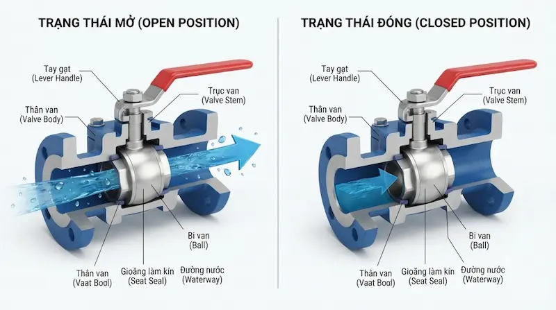 Nguyên lý hoạt động của van nước hai chiều