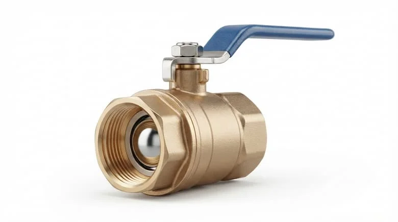 Van nước bằng đồng thau cao cấp 21mm (DN15, van bi 1/2 inch) với kết nối ren trong và tay cầm cần gạt bằng thép xanh