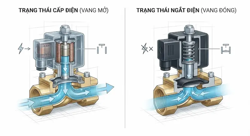 Nguyên lý hoạt động của van điện từ