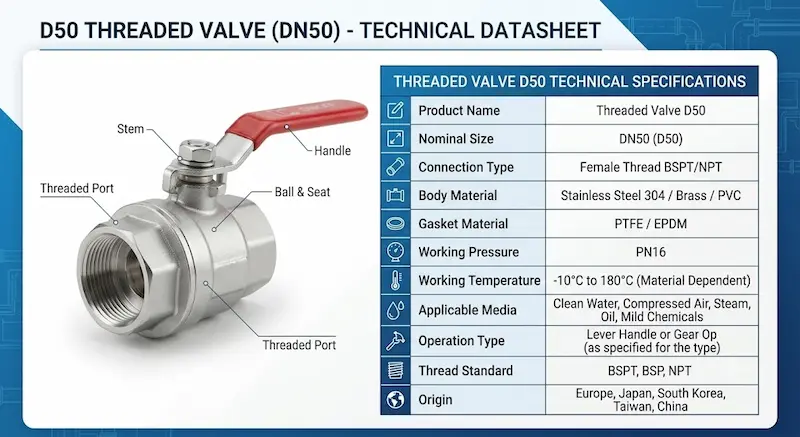 Thông số kỹ thuật quan trọng của van ren