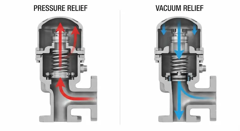 Nguyên lý hoạt động bên trong của Pressure Vacuum Relief Valve
