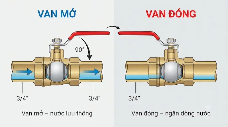 Nguyên lý hoạt động và cấu tạo bên trong của van bi