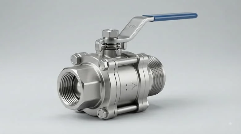 ảnh sản phẩm công nghiệp chuyên nghiệp, cao cấp về van bi bằng thép không gỉ SUS 316