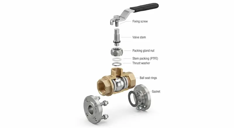 Cấu tạo từng phần của tay gạt van bi