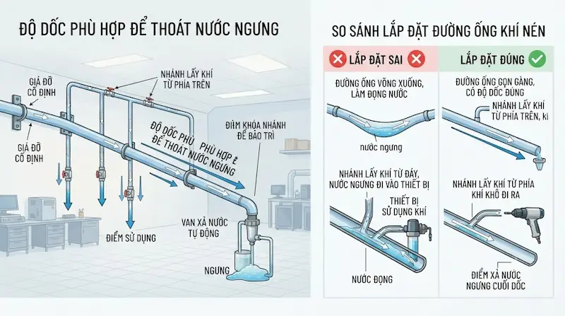 Phân tích chuyên sâu về cách lắp đặt của hệ thống khí nén