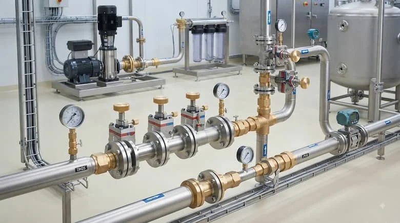 một cảnh công nghiệp thực tế thể hiện các van tiết lưu được lắp đặt trong hệ thống đường ống và điều khiển chất lỏng