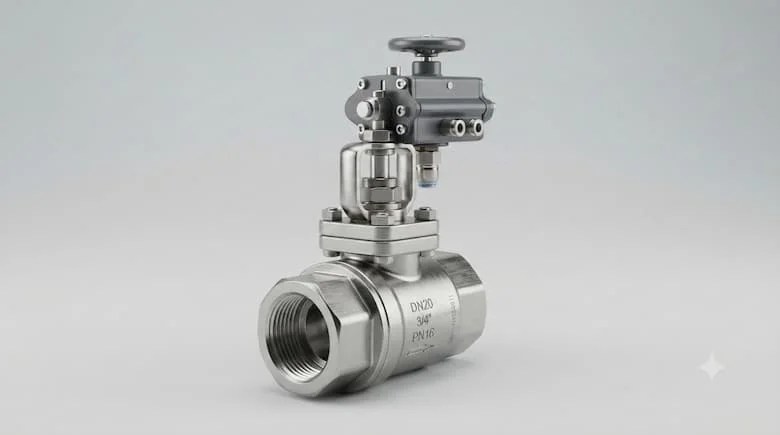 ảnh sản phẩm chuyên nghiệp, chân thực về van điều khiển công nghiệp 3/4 inch, kích thước danh nghĩa DN20