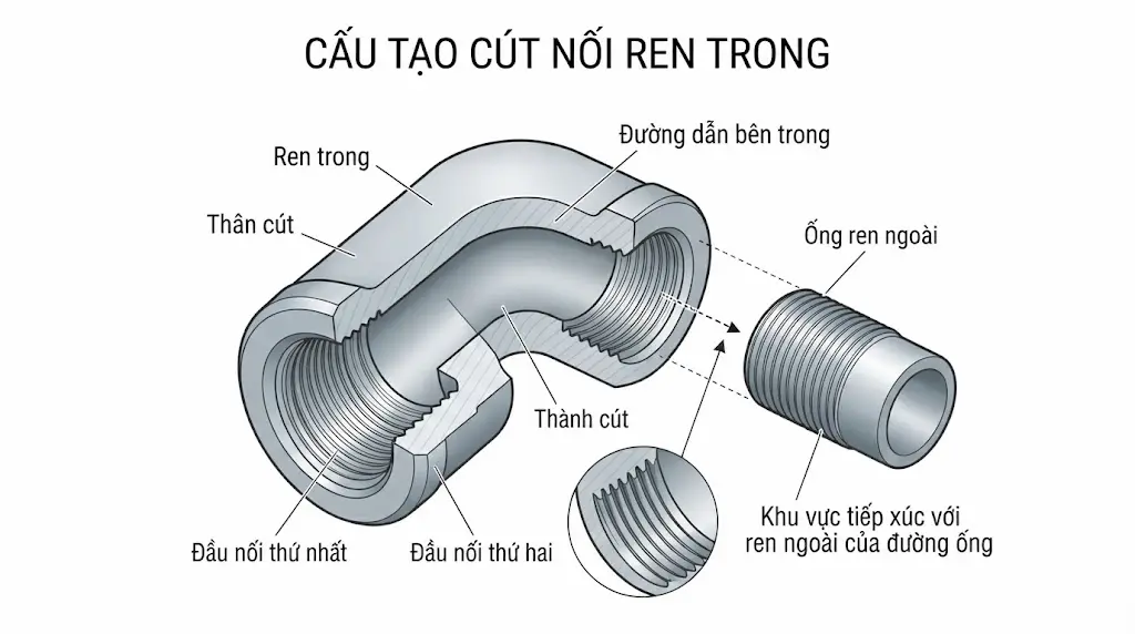 Nguyên lý hoạt động và cấu tạo bên trong của nối ren trong