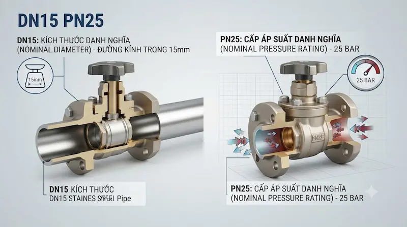 Các sản phẩm dùng kích thước và cấp áp suất này