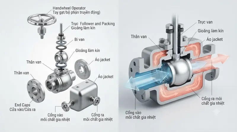 Cấu tạo và nguyên lý hoạt động bên trong của van bi
