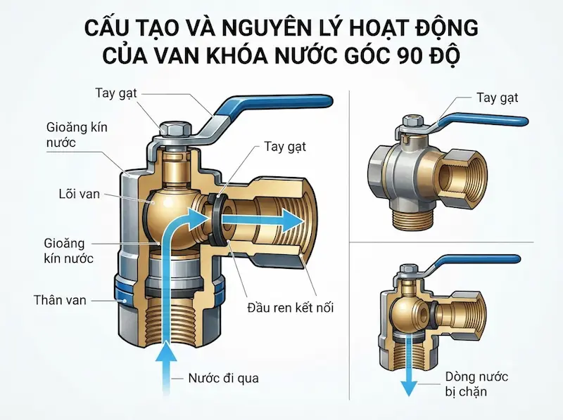 Nguyên lý hoạt động và cấu tạo bên trong của khóa ống nước