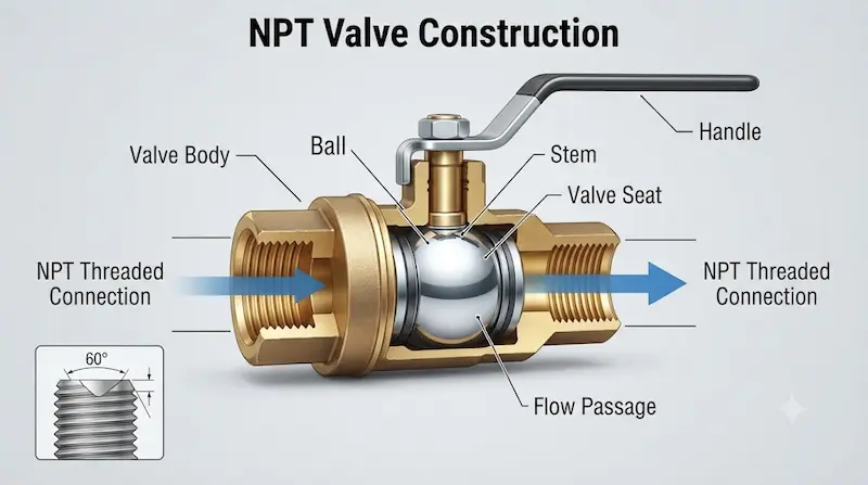 Nguyên lý hoạt động và cấu tạo bên trong của van npt