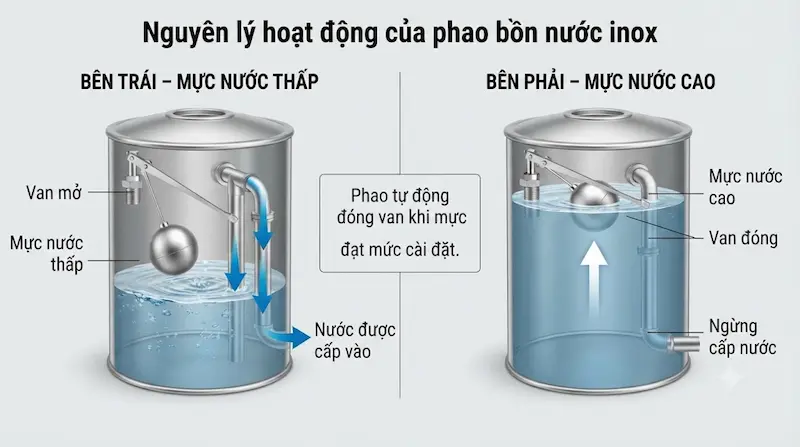 Nguyên lý hoạt động và cấu tạo bên trong của phao bồn nước