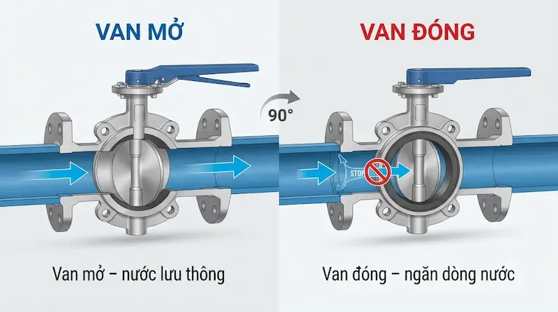 Nguyên lý hoạt động và cấu tạo bên trong của van bướm