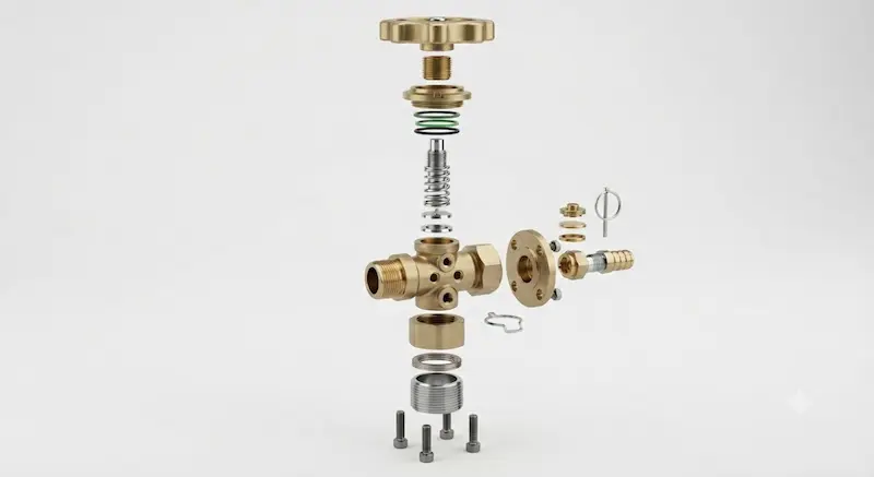 Cận cảnh các bộ phận cấu tạo nên van tổng bình co2