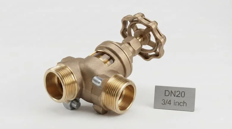 bức ảnh sản phẩm công nghiệp chuyên nghiệp, chân thực về van DN20, còn được gọi là van 3/4 inch
