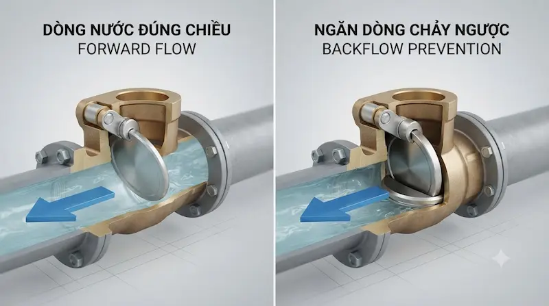 Nguyên lý hoạt động và cấu tạo bên trong của van một chiều