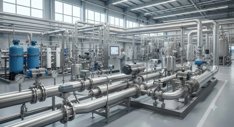 Nhà máy chế biến công nghiệp hiện đại sử dụng các van công nghiệp cao cấp lấy cảm hứng từ sản phẩm Pentair, được ứng dụng trong các nhà máy xử lý nước, nhà máy hóa chất, đường ống dẫn dầu khí, sản xuất dược phẩm, chế biến thực phẩm và đồ uống, hệ thống HVAC và nhà máy điện