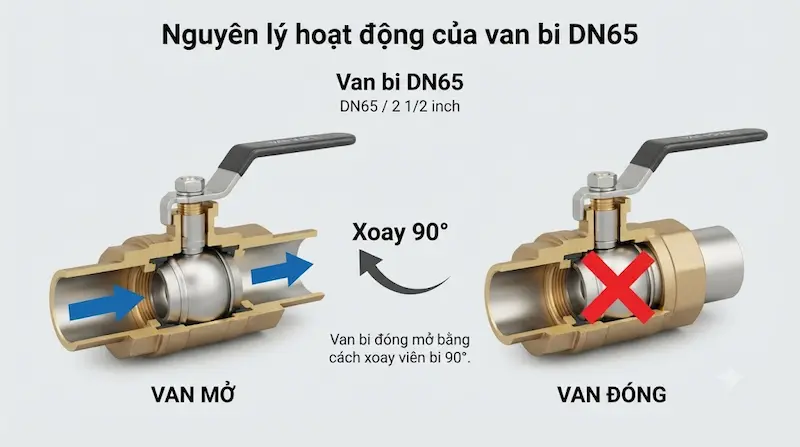 Nguyên lý hoạt động và cấu tạo bên trong của van bi trong công nghiệp