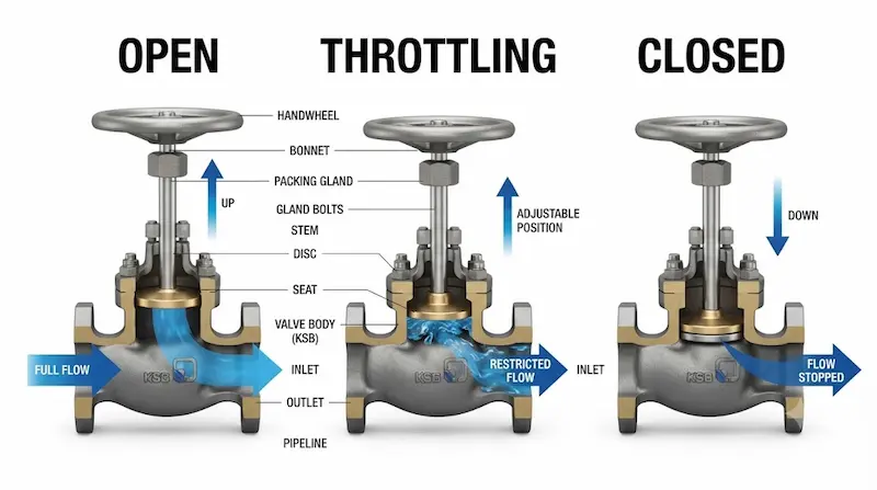 Nguyên lý hoạt động và cấu tạo bên trong của van cầu