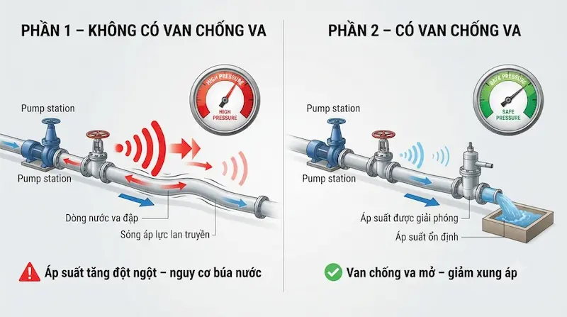 Nguyên lý hoạt động và cấu tạo bên trong của van chống