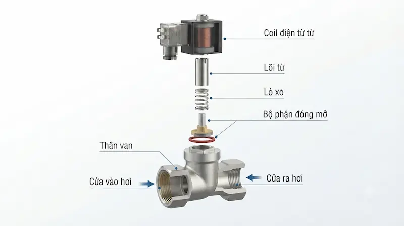 Nguyên lý hoạt động và cấu tạo của van điện từ