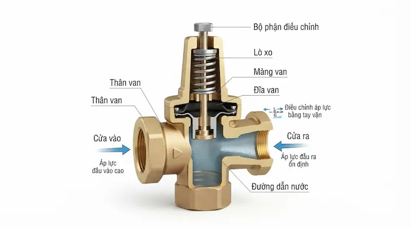 Cấu tạo và nguyên lý hoạt động của van điều chỉnh áp lực
