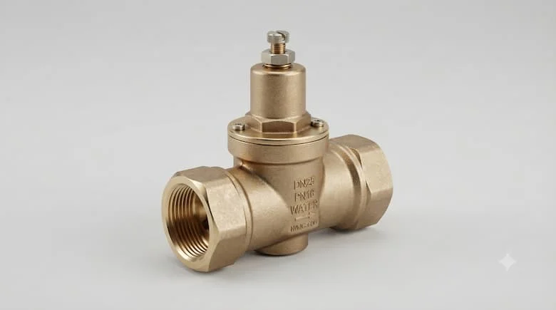hình ảnh sản phẩm chuyên nghiệp, chân thực về van giảm áp nước DN25, kích thước danh nghĩa DN25 (khoảng 1 inch), được thiết kế cho hệ thống đường ống nước