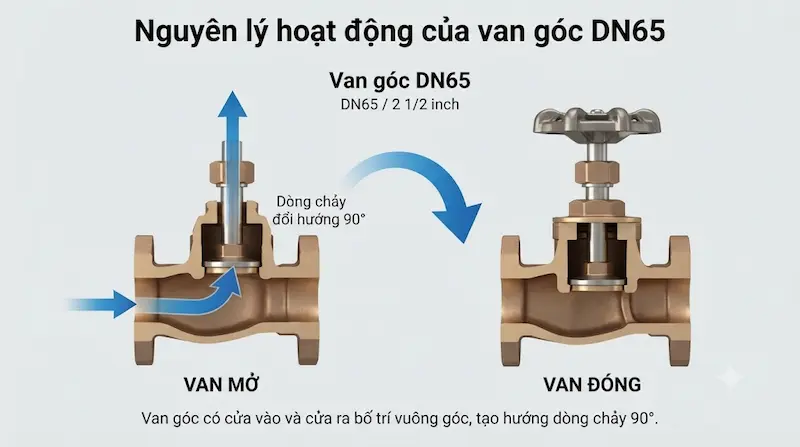 Nguyên lý hoạt động và cấu tạo bên trong của van góc
