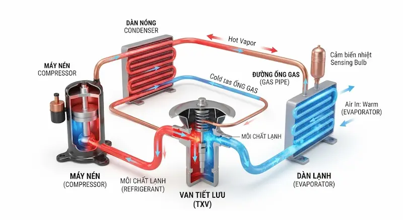 Nguyên lý hoạt động bên trong của van tiết lưu