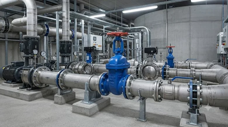 Van công nghiệp Shinyi được lắp đặt trên đường ống cấp nước lớn, kết nối mặt bích, hệ thống cấp nước công nghiệp