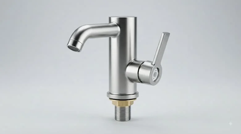 ảnh sản phẩm chuyên nghiệp, cao cấp về vòi nước bằng thép không gỉ 304. Vòi nước nên là chủ thể chính, được làm từ thép không gỉ SUS 304