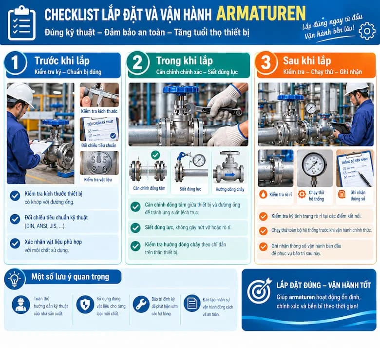 Checklist Lắp Đặt Và Vận Hành Armaturen Đúng Kỹ Thuật Giúp Đảm Bảo An Toàn Và Hiệu Suất Hệ Thống