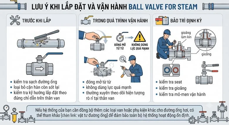 Hướng Dẫn Lắp Đặt, Vận Hành Và Bảo Trì Ball Valve For Steam Đúng Kỹ Thuật