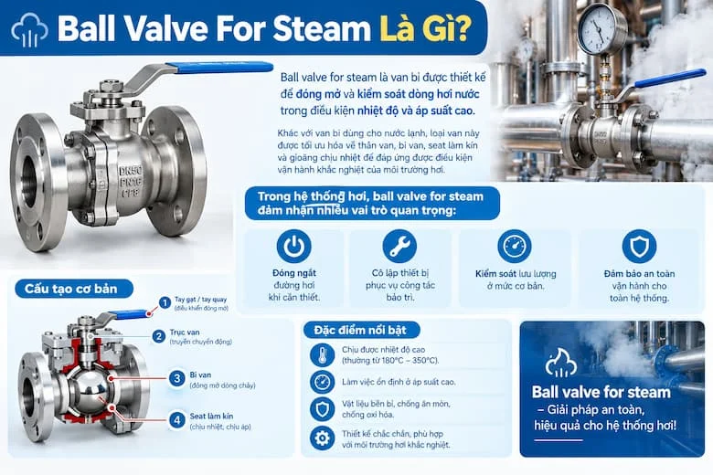 Tổng Quan Ball Valve For Steam Trong Hệ Thống Đường Ống Hơi Nhiệt Độ Và Áp Suất Cao