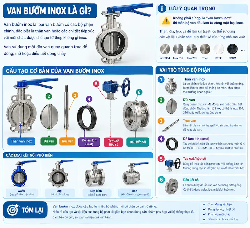 Giới thiệu chi tiết về khái niệm của van bướm inox trong công nghiệp