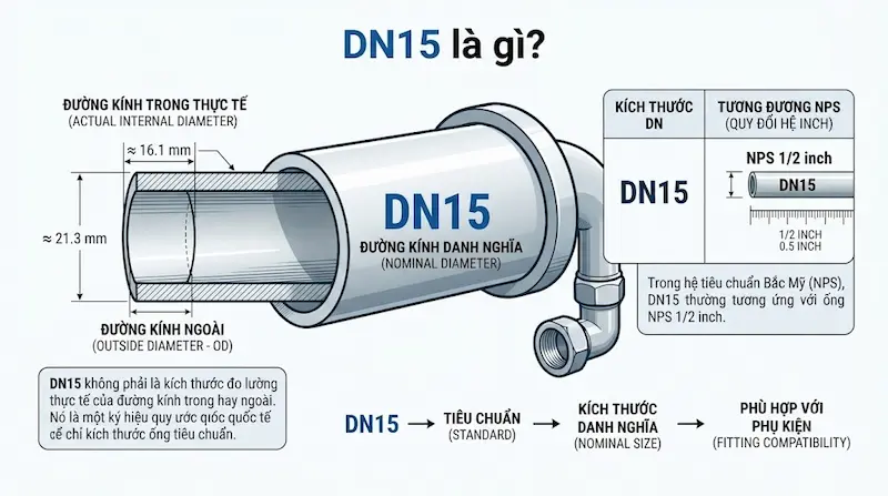 Quy đổi kích thước tiêu chuẩn của dn15pn10