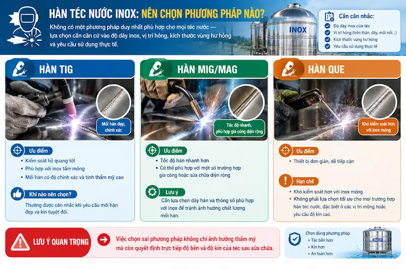 Các phương pháp hàn téc nước phổ biến trong công nghiệp