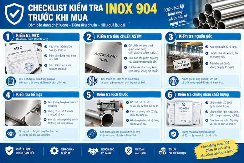 iểm Tra Inox 904 Trước Khi Mua Theo Tiêu Chuẩn ASTM Và Chứng Chỉ MTC