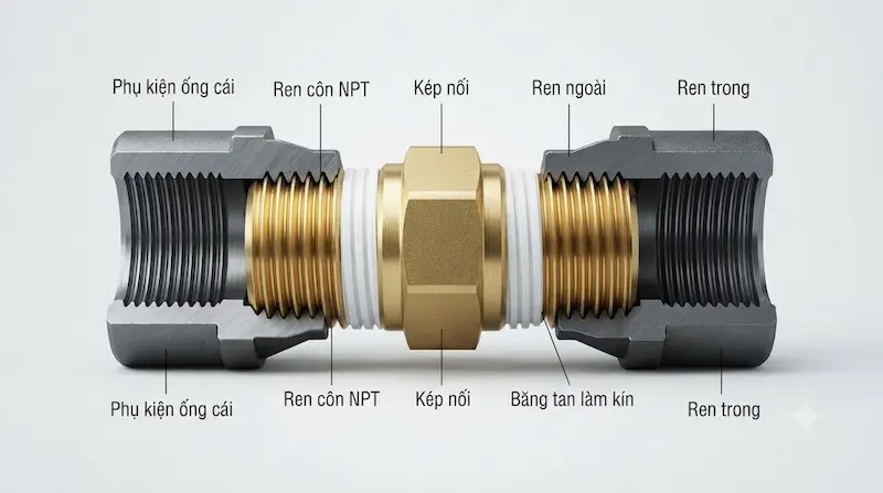 Nguyên lý hoạt động và cấu tạo của kép nối ống trong công nghiệp