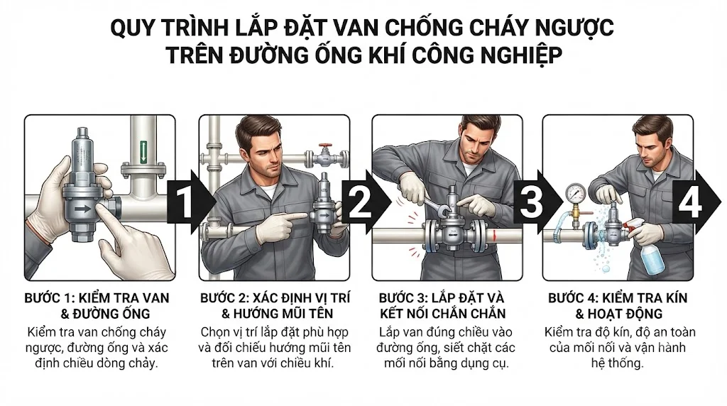 Ứng dụng thực tế của van chống cháy ngược trong công nghiệp