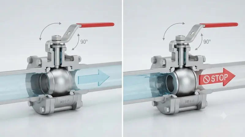 Nguyên lý hoạt động của van bi inox trong công nghiệp