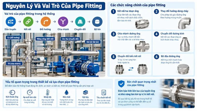Nguyên lý hoạt động và các chức năng chính của pipe fitting trong hệ thống đường ống