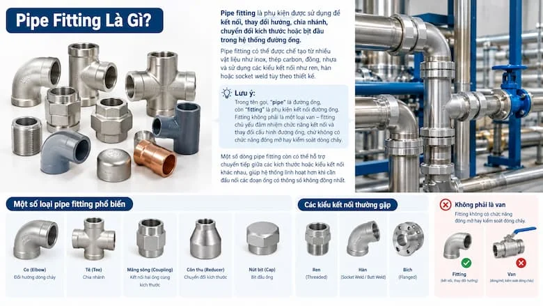 Tổng quan về pipe fitting và các loại phụ kiện kết nối đường ống phổ biến