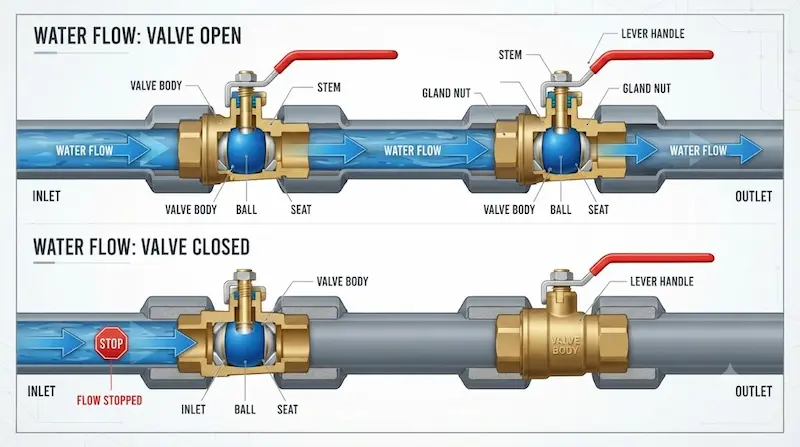 Nguyên lý hoạt động và cấu tạo bên trong của van khóa nước trong công nghiệp