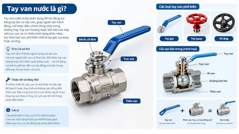 Các loại tay van nước phổ biến và hình ảnh sản phẩm thực tế
