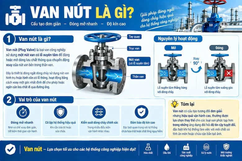 Van Nút Công Nghiệp Plug Valve Độ Kín Cao Cho Hệ Thống Đường Ống Hóa Chất Và Dầu Khí