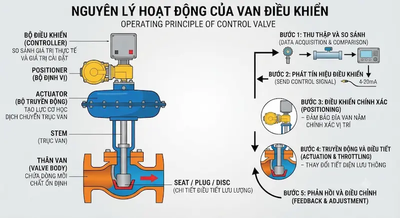Nguyên lý hoạt động và cấu tạo bên trong của van điều khiển tw 1