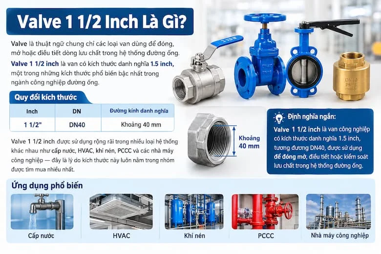 Lựa chọn valve 1 1/2 inch phù hợp với áp suất và môi chất hệ thống